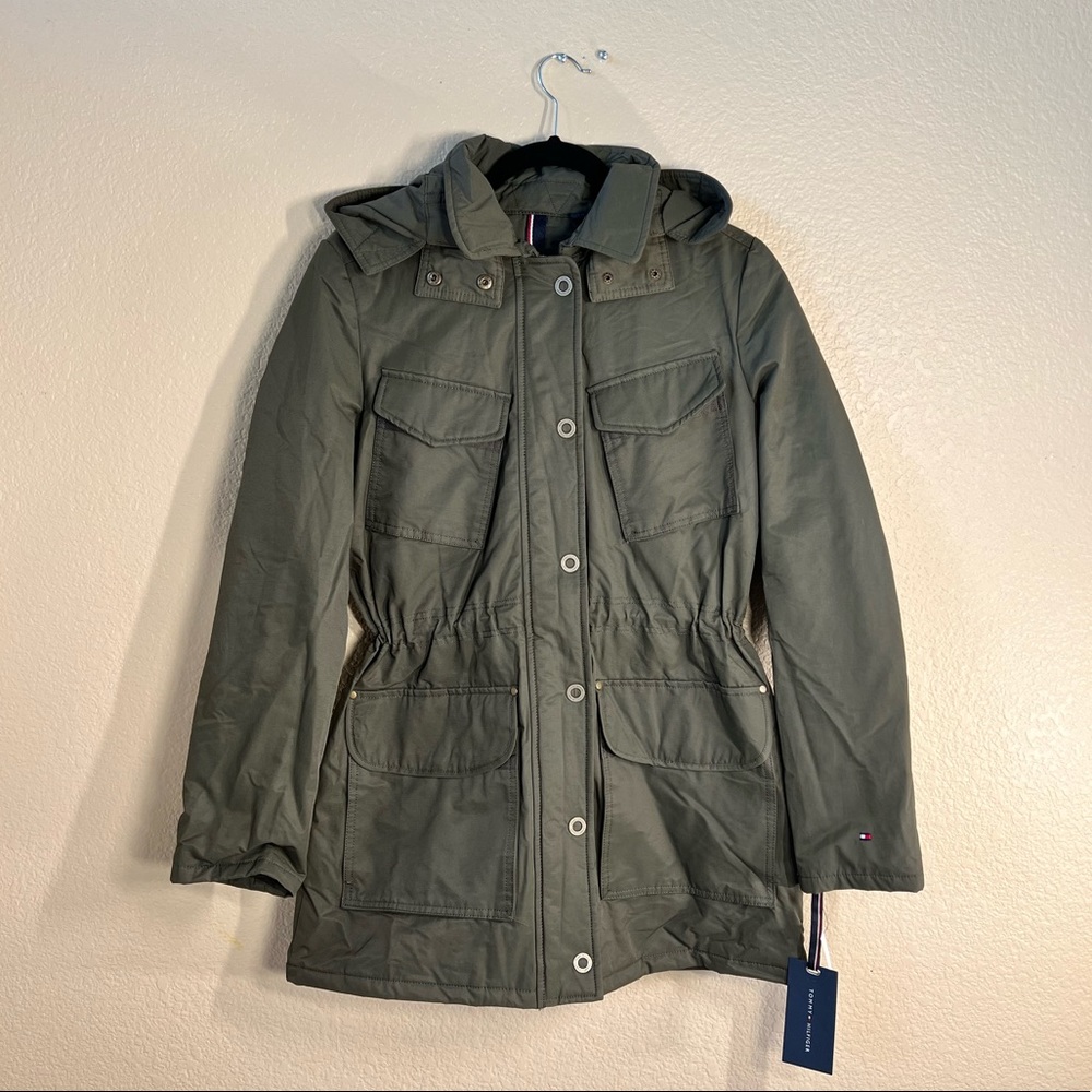 Dark green cinch waist jacket by Tommy Hilfiger